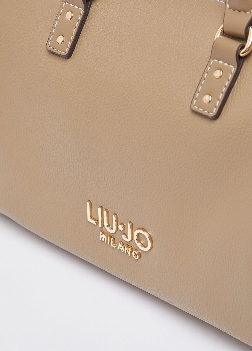 Bej Deri Askılı Küçük Satchel Çanta