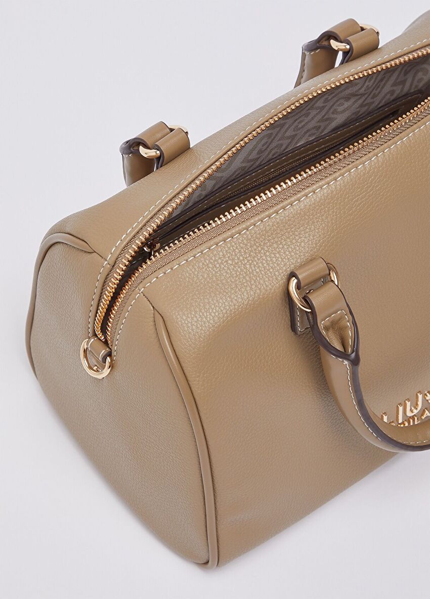 Bej Deri Askılı Küçük Satchel Çanta