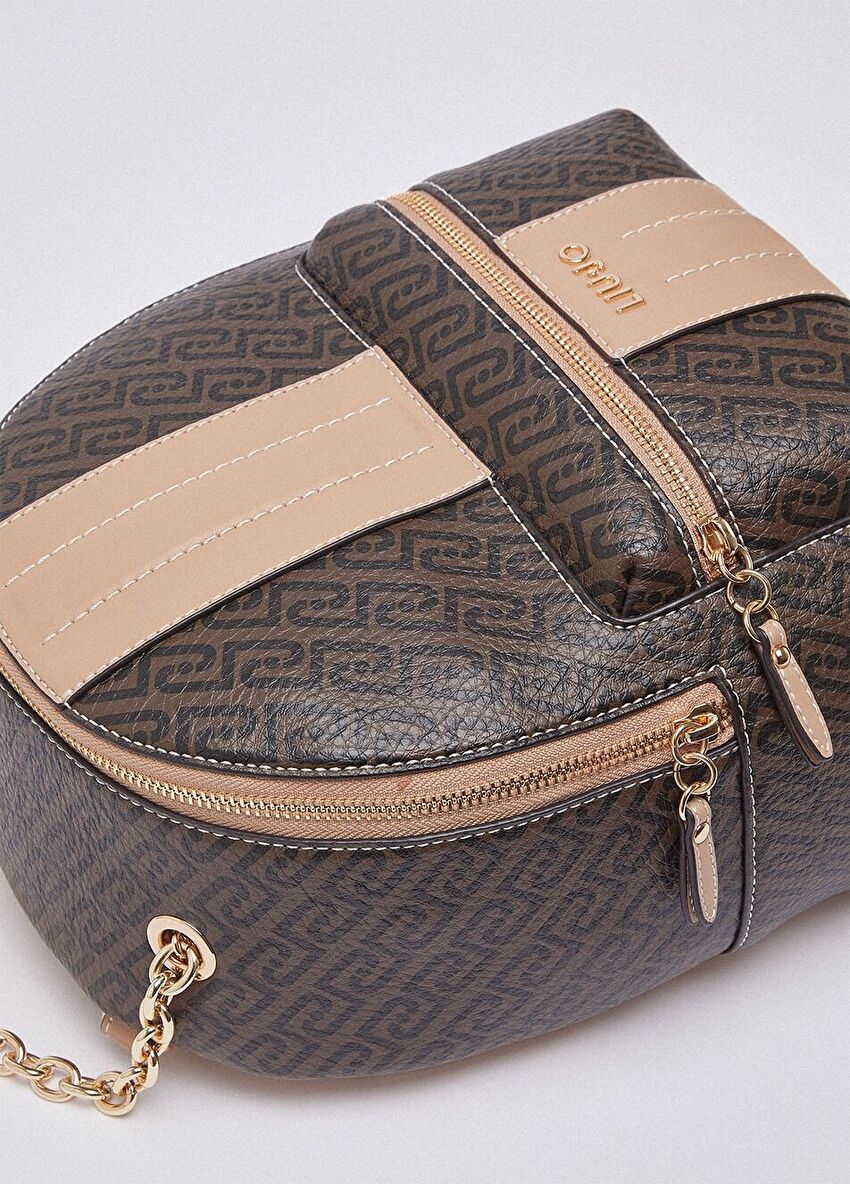 Kahverengi Deri Garnili Orta Boy Sırt Çantası