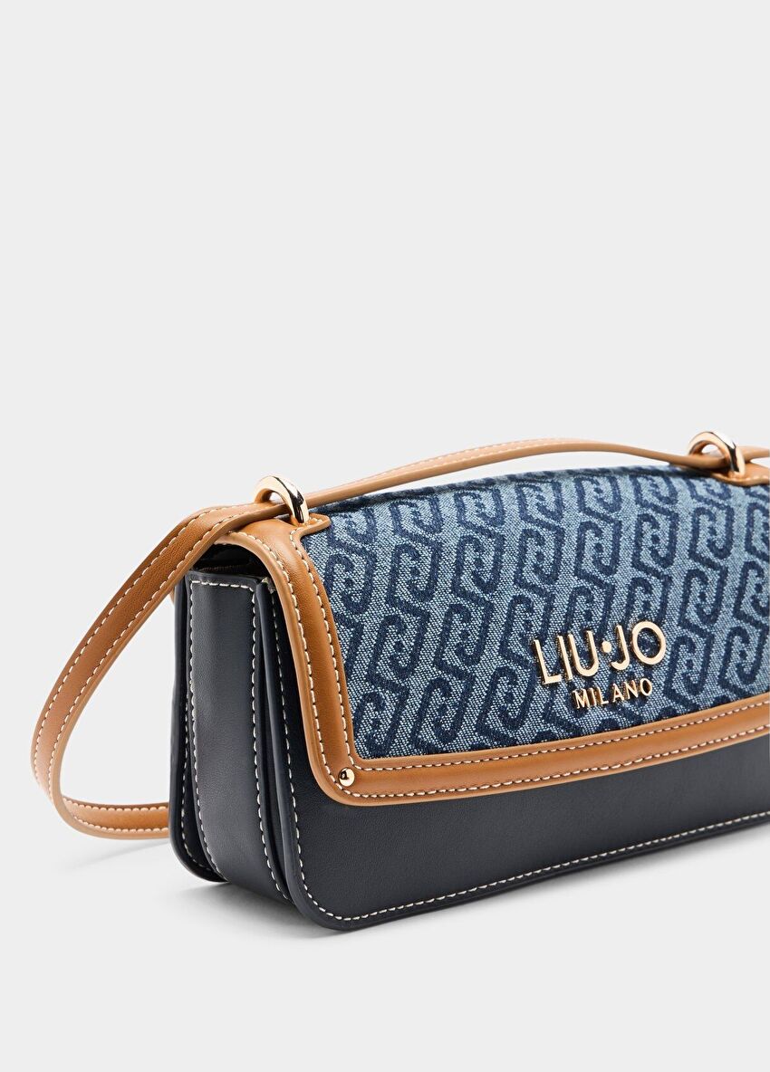 Lacivert Deri Garnili Küçük Çanta