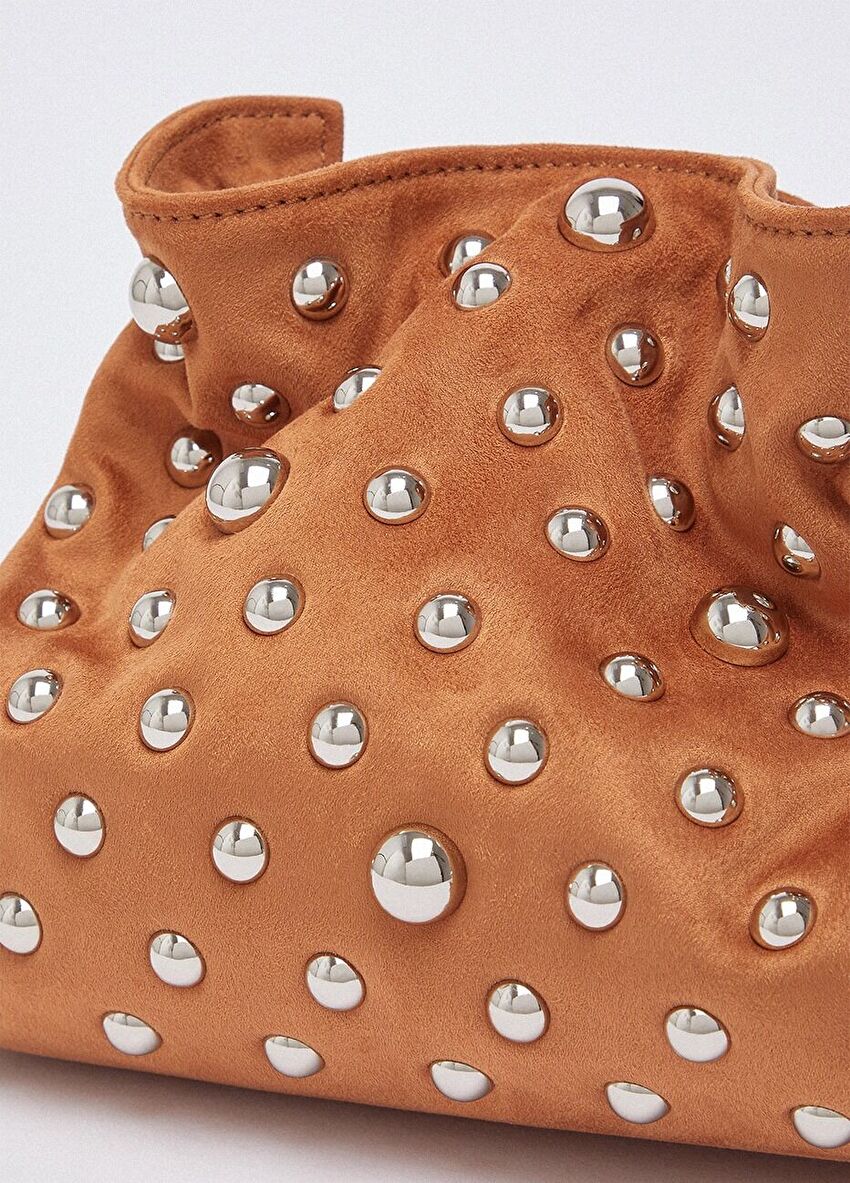 Taba Süet Troklu Büzgülü Küçük Boy Hobo Çanta