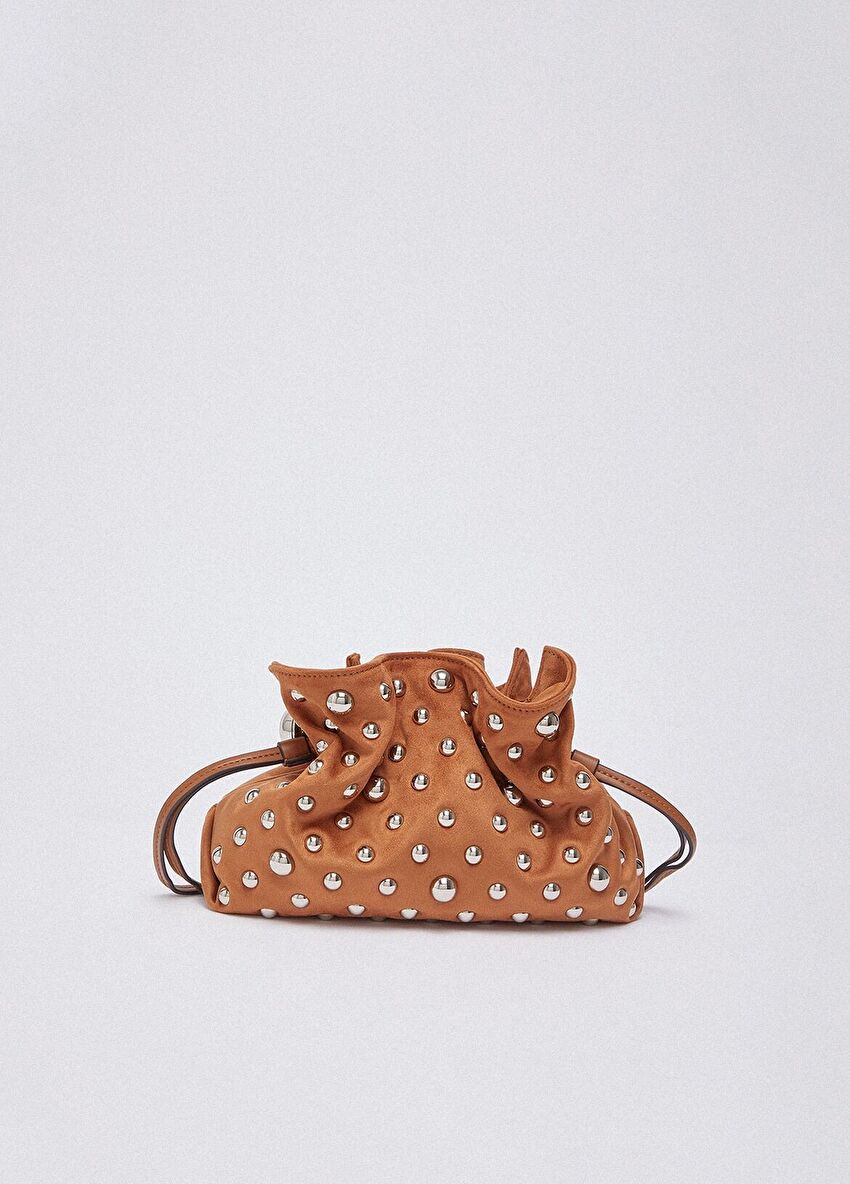Taba Süet Troklu Büzgülü Küçük Boy Hobo Çanta
