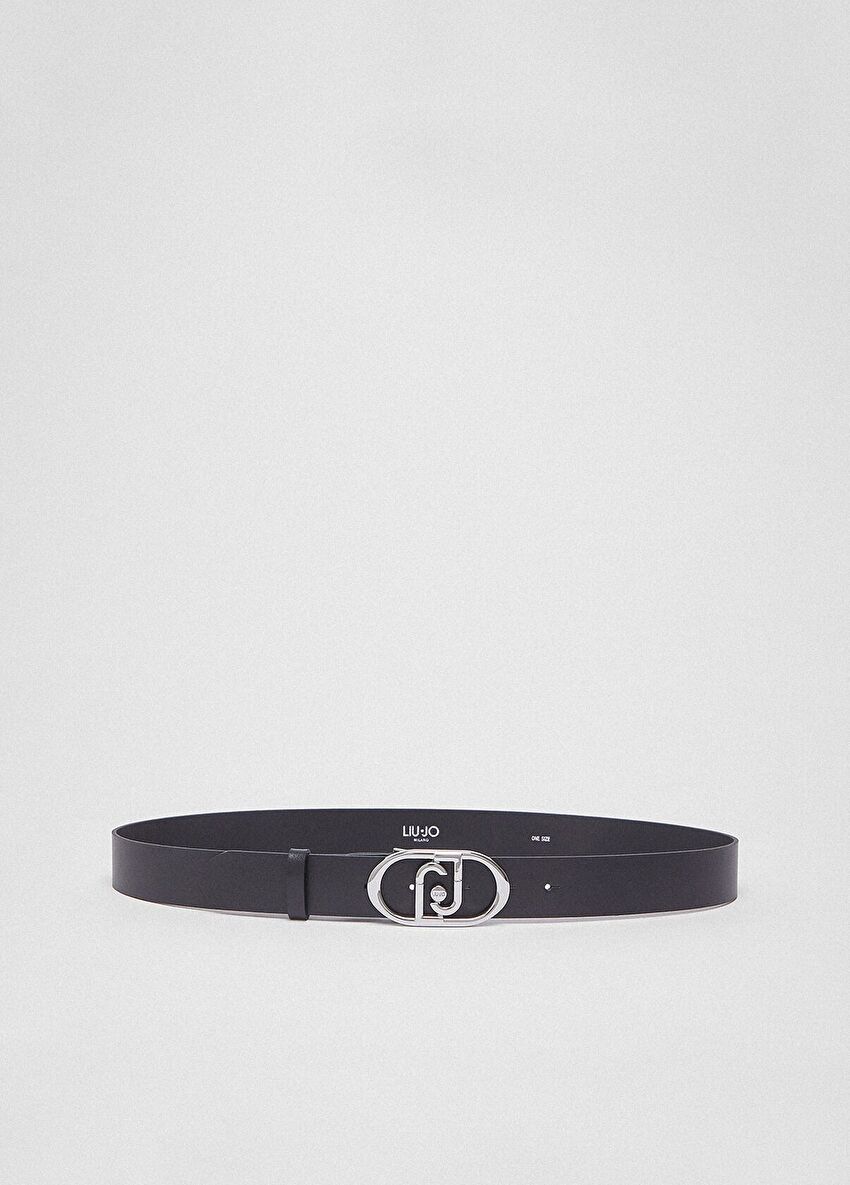 Siyah Logo Tokalı  Deri 3.5 Cm Kemer