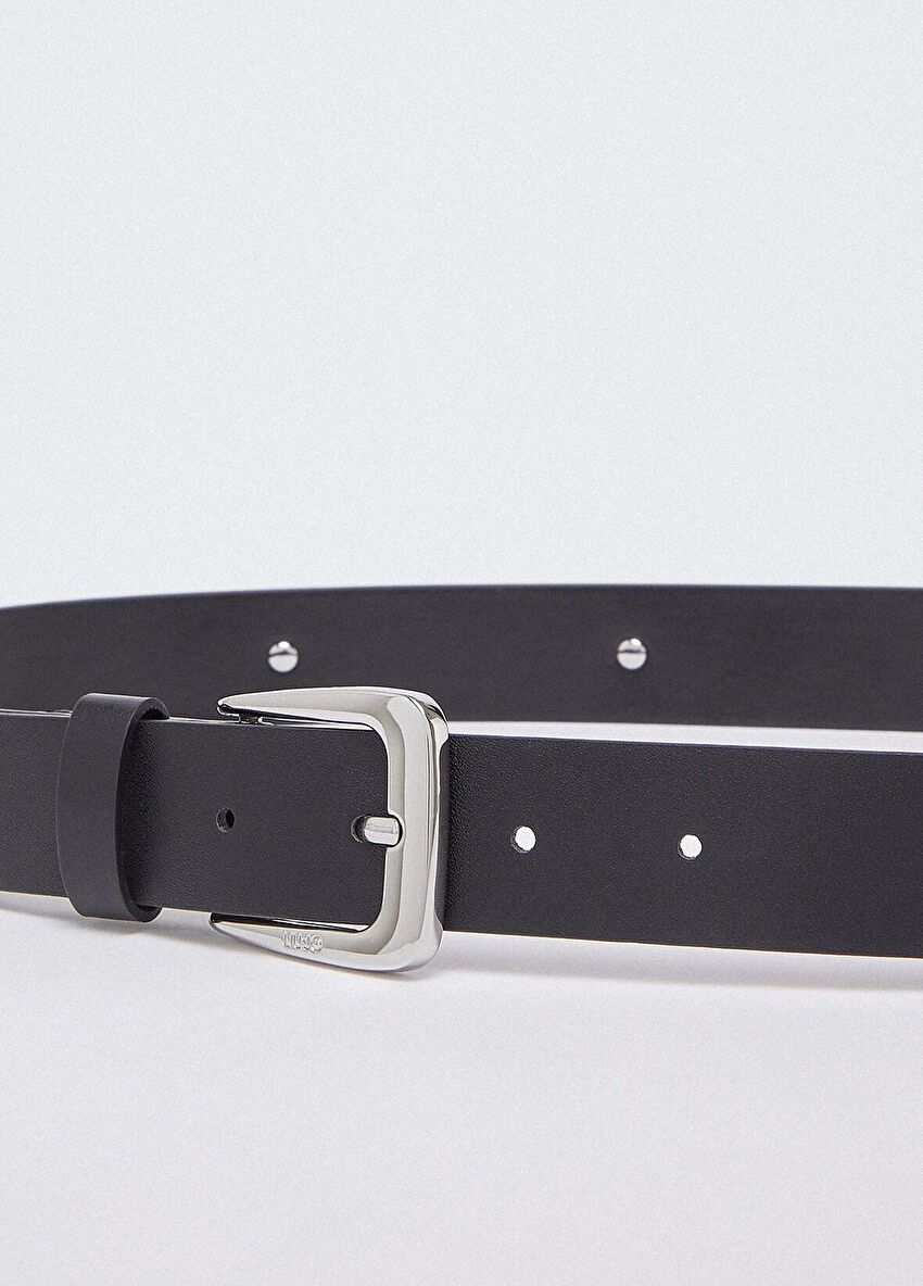 Siyah Deri Troklu 3 Cm Kemer