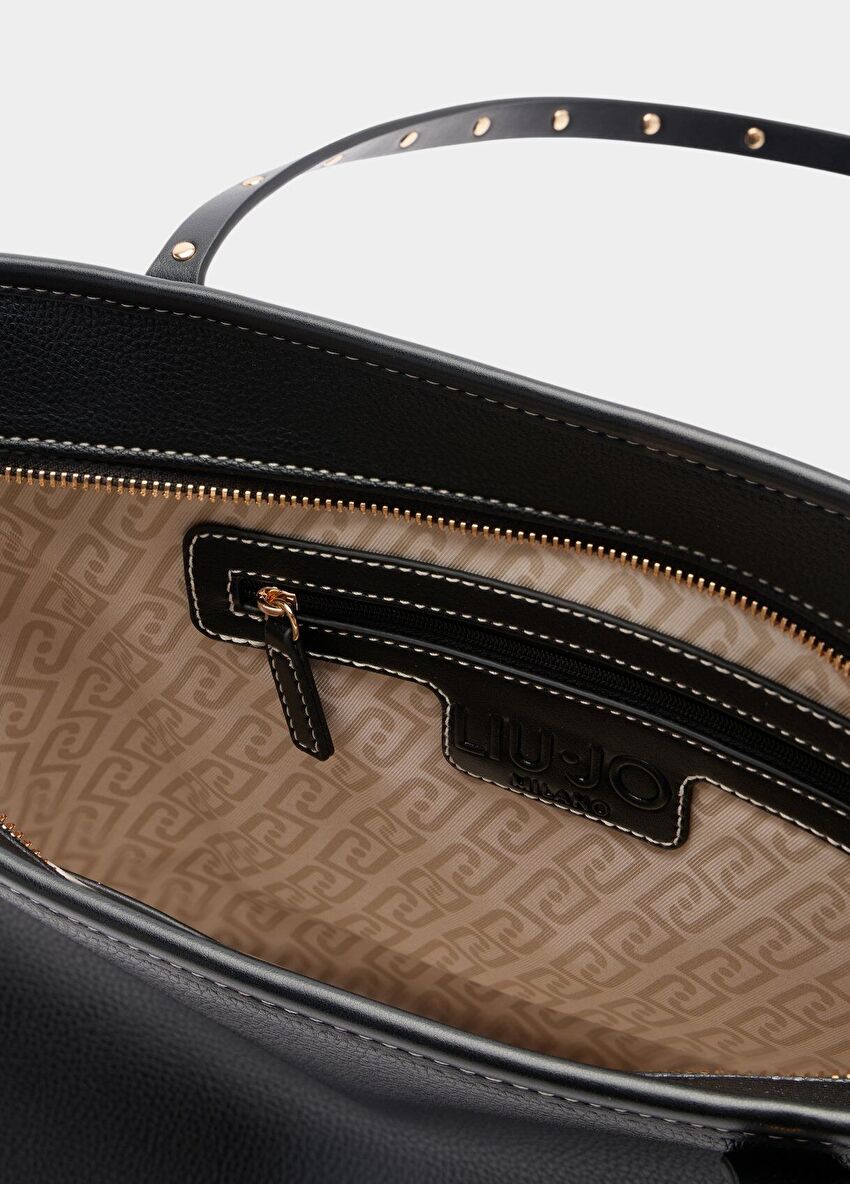 Siyah Deri Büyük Tote Çanta