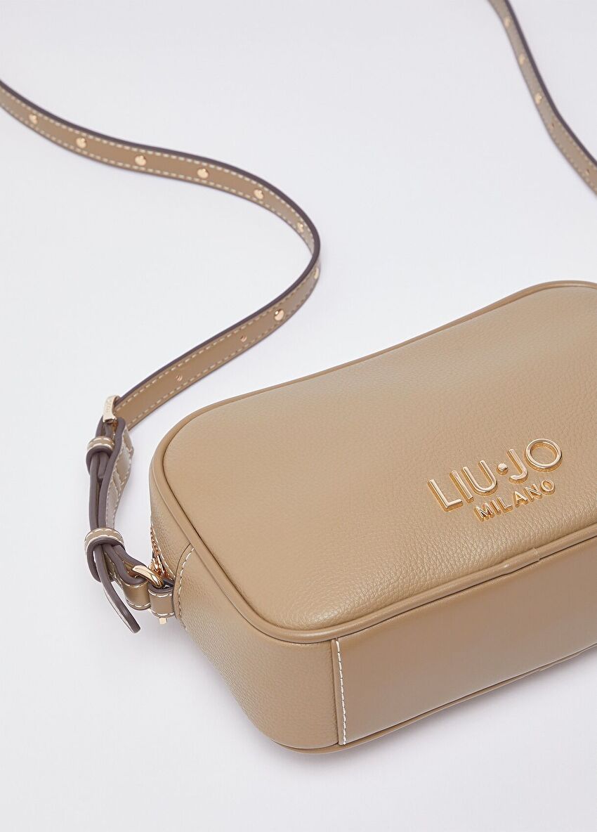 Bej Deri Askılı Küçük Boy Kamera Çantası