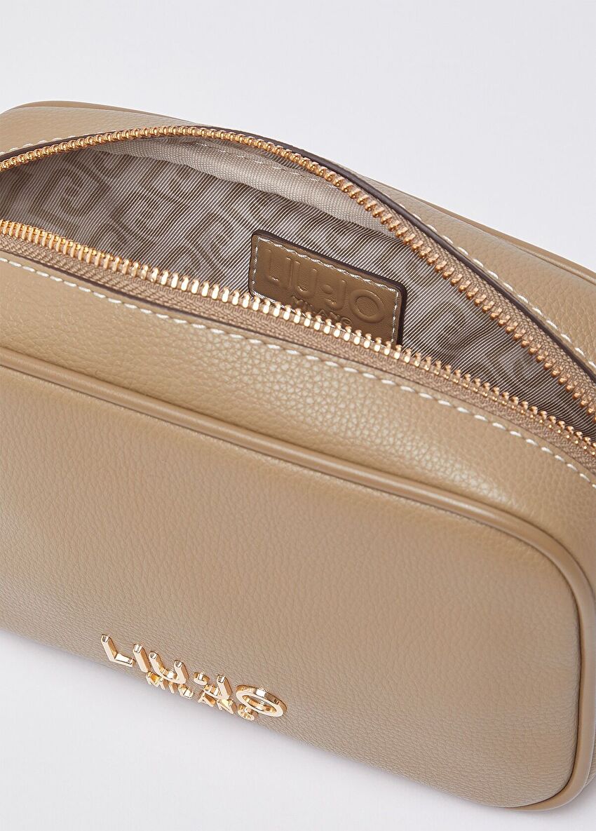 Bej Deri Askılı Küçük Boy Kamera Çantası