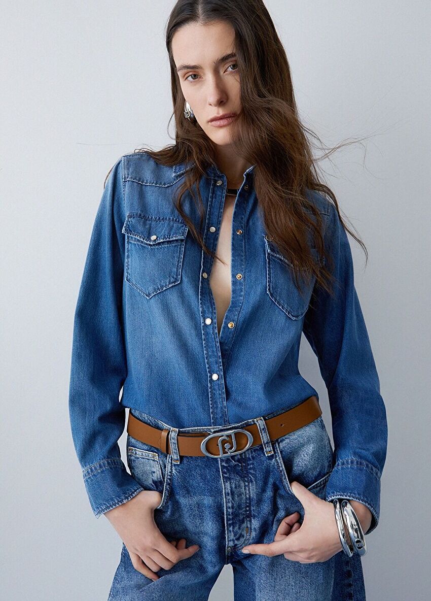 Taba Logo Toka Deri 3.5 Cm Kemer