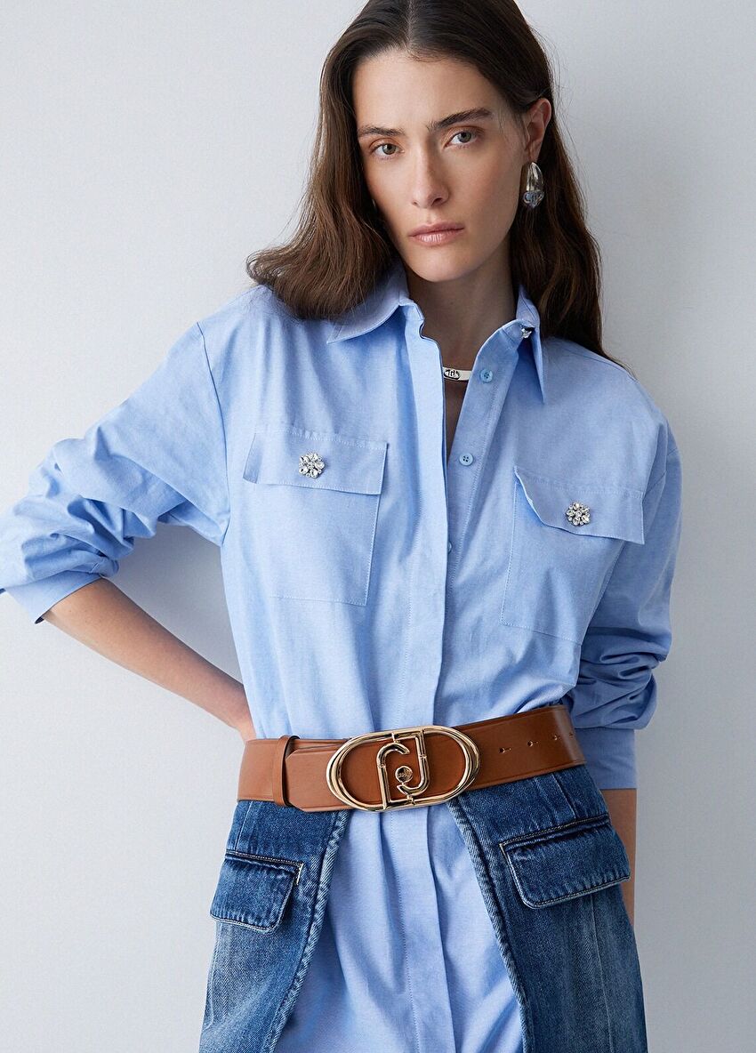 Taba Logo Toka Deri 5.5 Cm Kemer