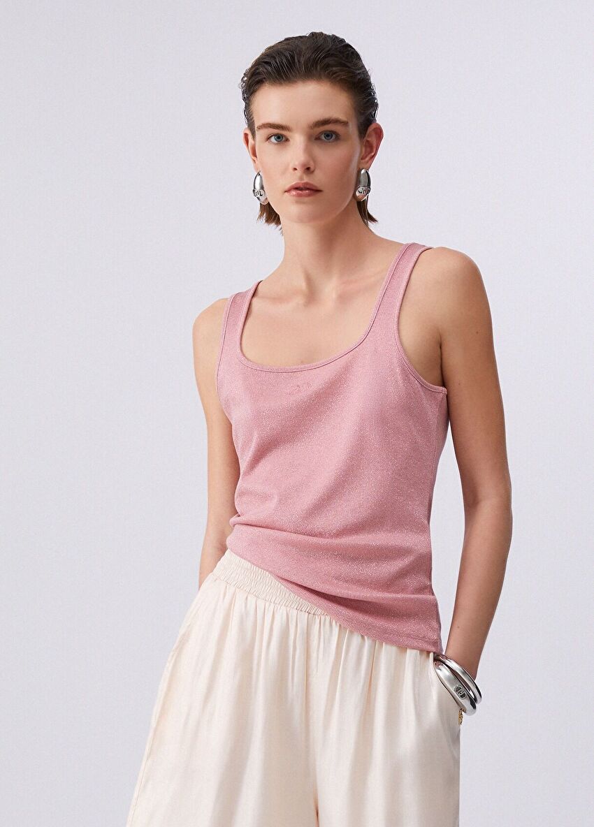 Pembe Kısa Kollu Moda Tişört