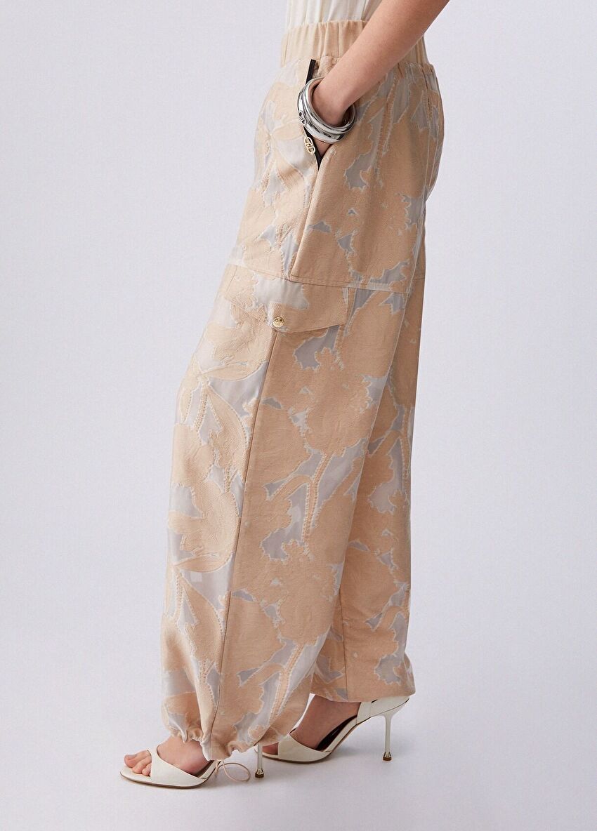 Organza Jakarlı Yan Cepli Pantolon