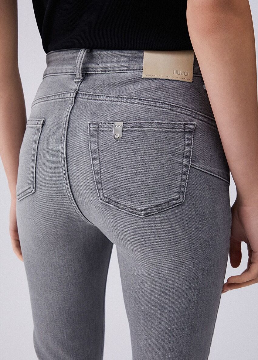 Gri Princess Yüksek Bel Denim Pantolon