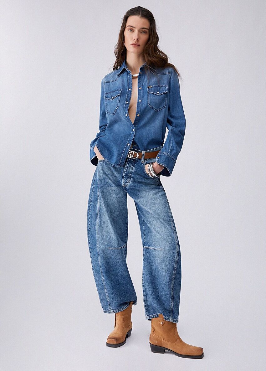 Mavi Pens Detaylı Denim Pantolon