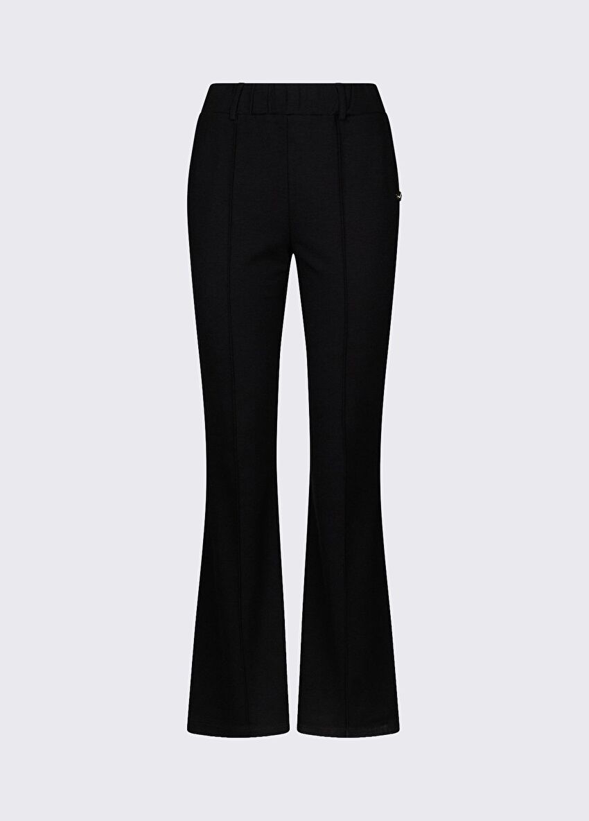Siyah Flare Jersey Pantolon