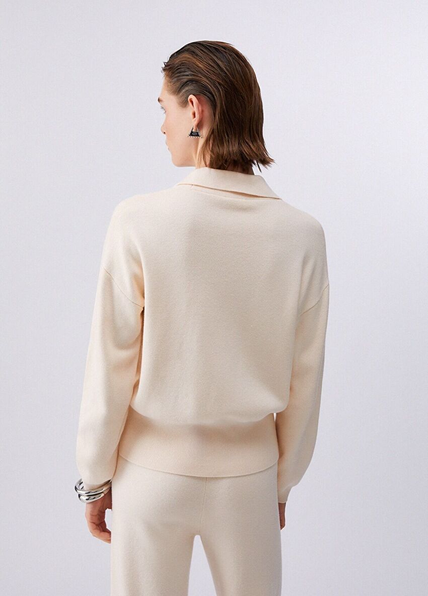 Açık Sarı Açık Yaka Örme Üst