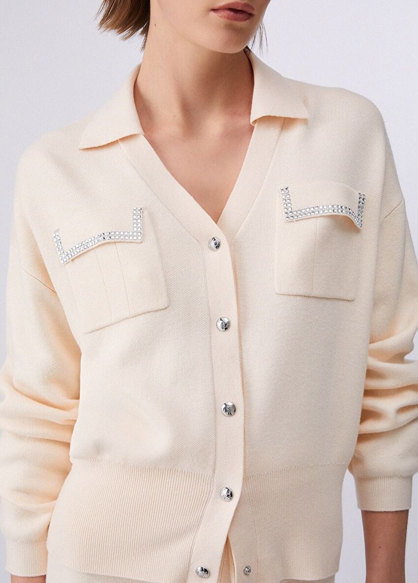 Açık Sarı Açık Yaka Örme Üst