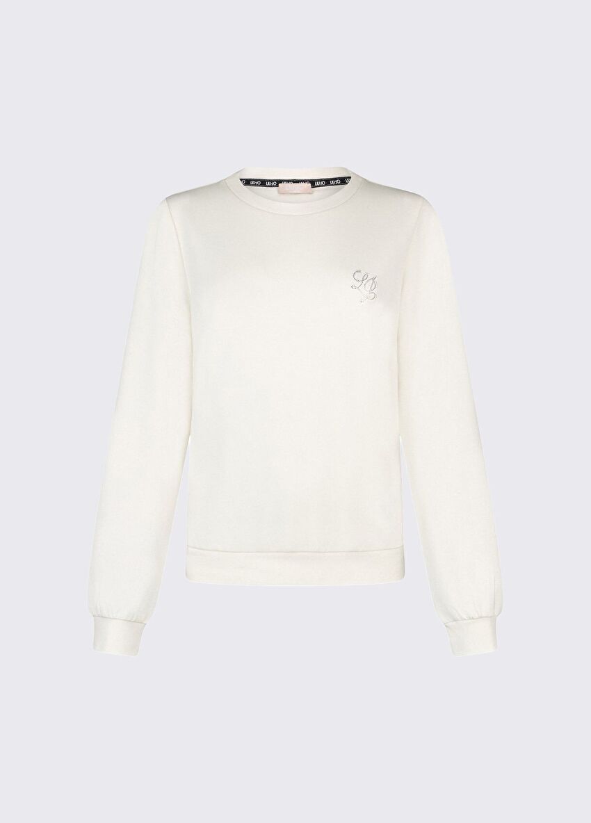Beyaz Logolu Scuba Sweatshirt