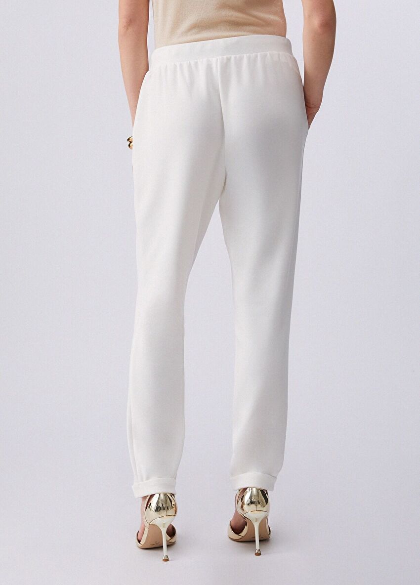 Beyaz Jersey Uzun Pantolon