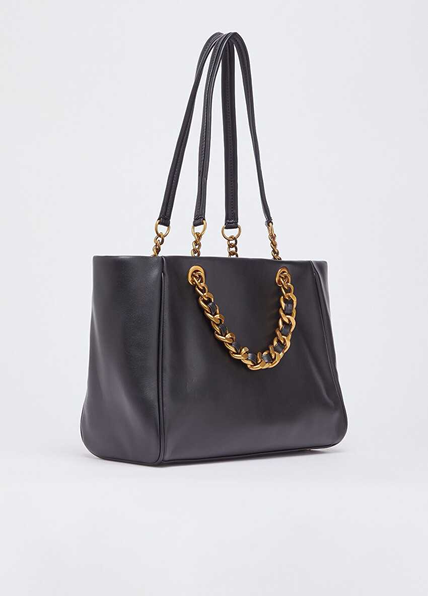 Siyah Orta Boy Satchel Çanta