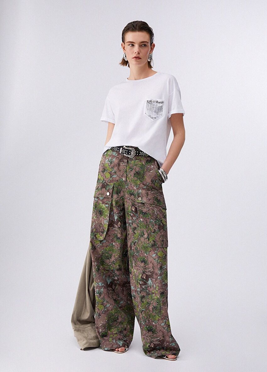 Beyaz Kısa Kollu Moda Tişört