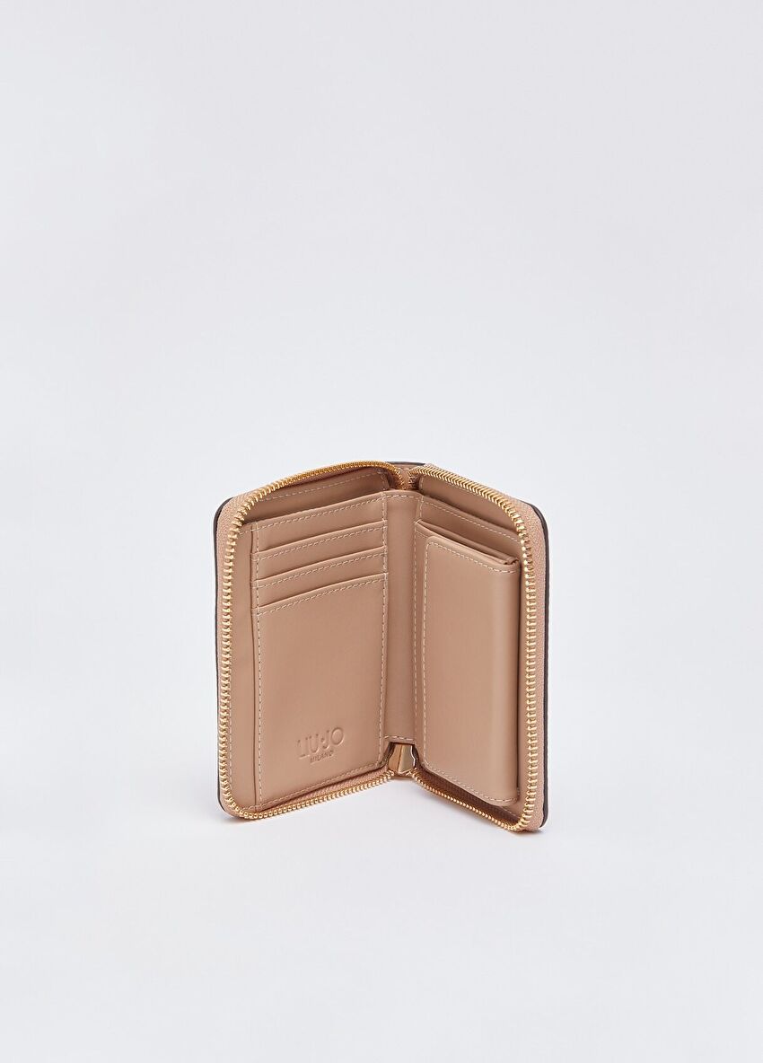 Kahverengi / Pudra Fermuarlı Cüzdan