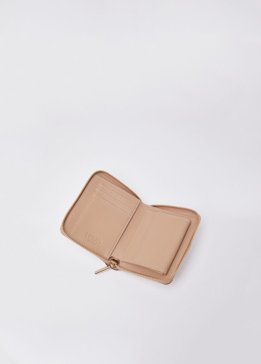 Bej / Pudra Fermuarlı Cüzdan