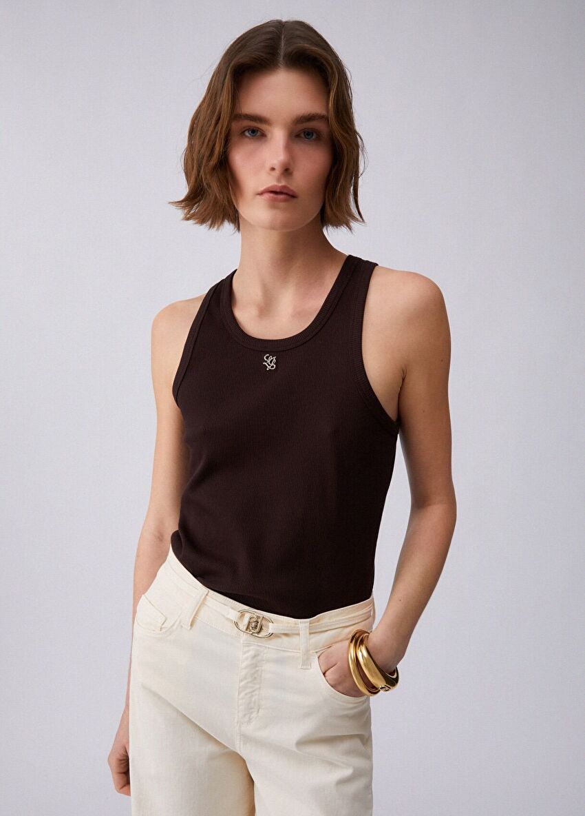 Kahverengi Kısa Kollu Moda Tişört
