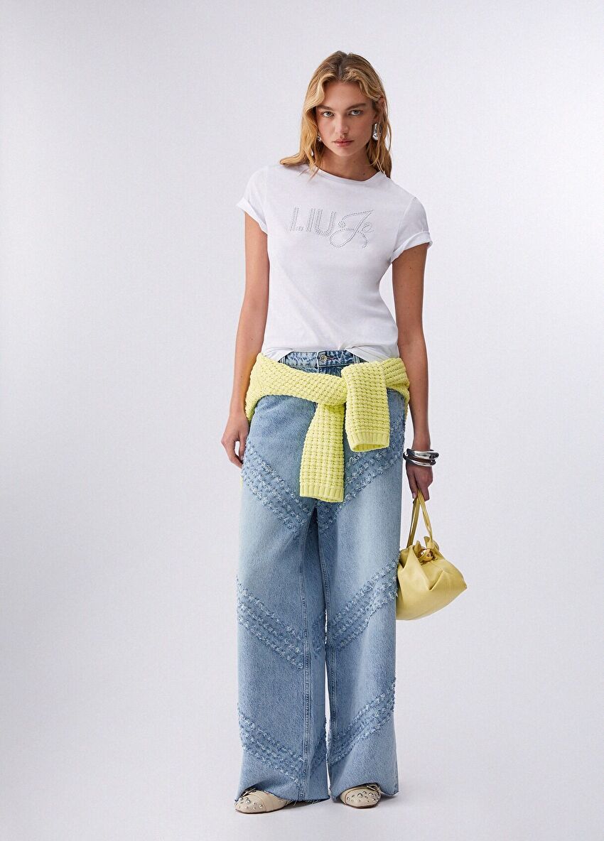 Beyaz Kısa Kollu Moda Tişört