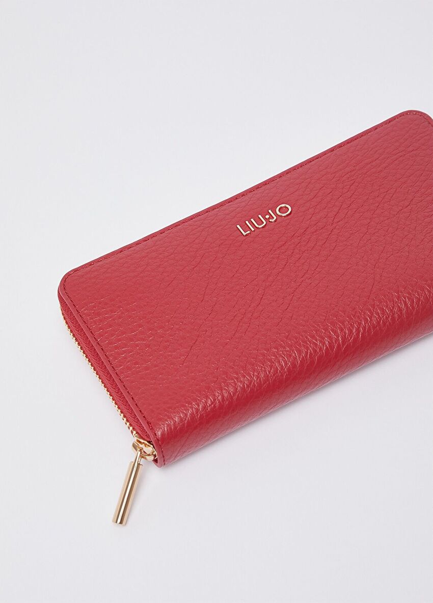 Kırmızı Büyük Fermuarlı Cüzdan