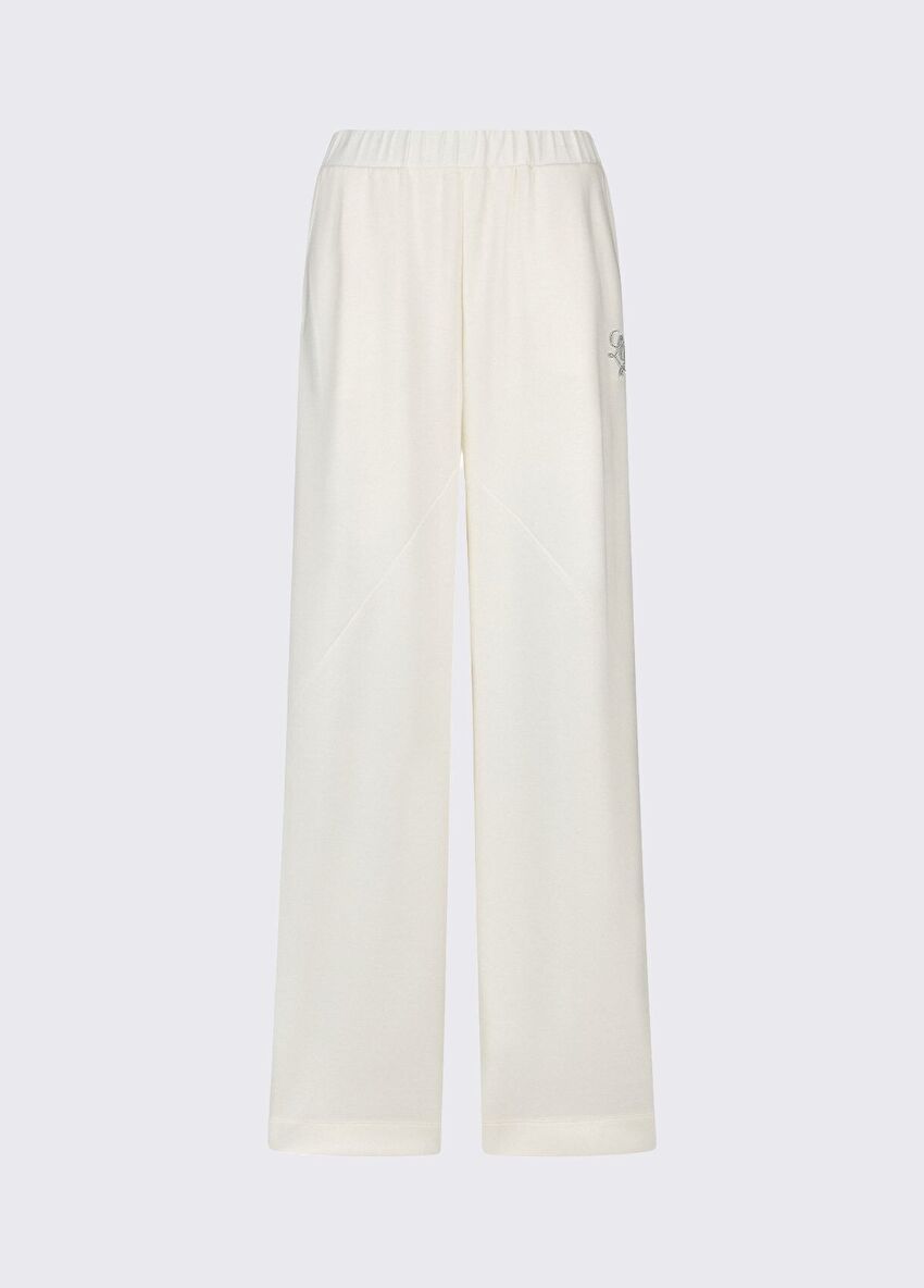 Beyaz Jersey Uzun Pantolon