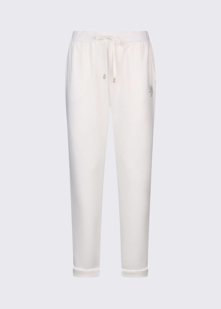 Beyaz Jersey Uzun Pantolon