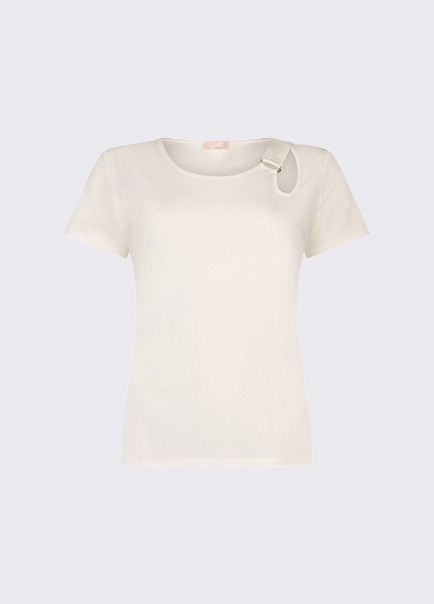 Beyaz Kısa Kollu Moda Tişört