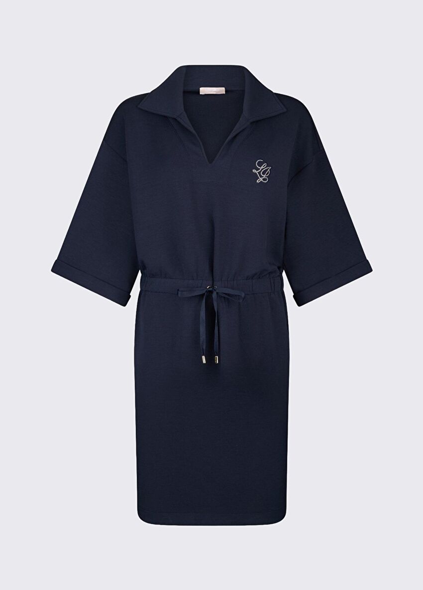 Lacivert Jersey Birleşik Elbise