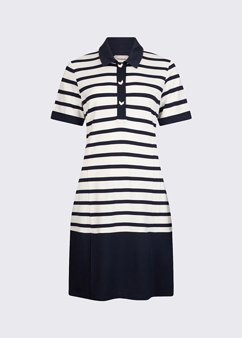 Beyaz / Mavi Çizgili Jersey Elbise