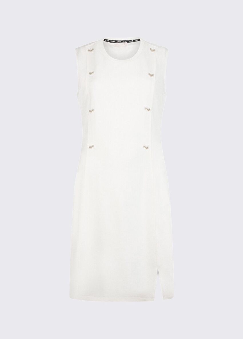 Beyaz Jersey Birleşik Elbise