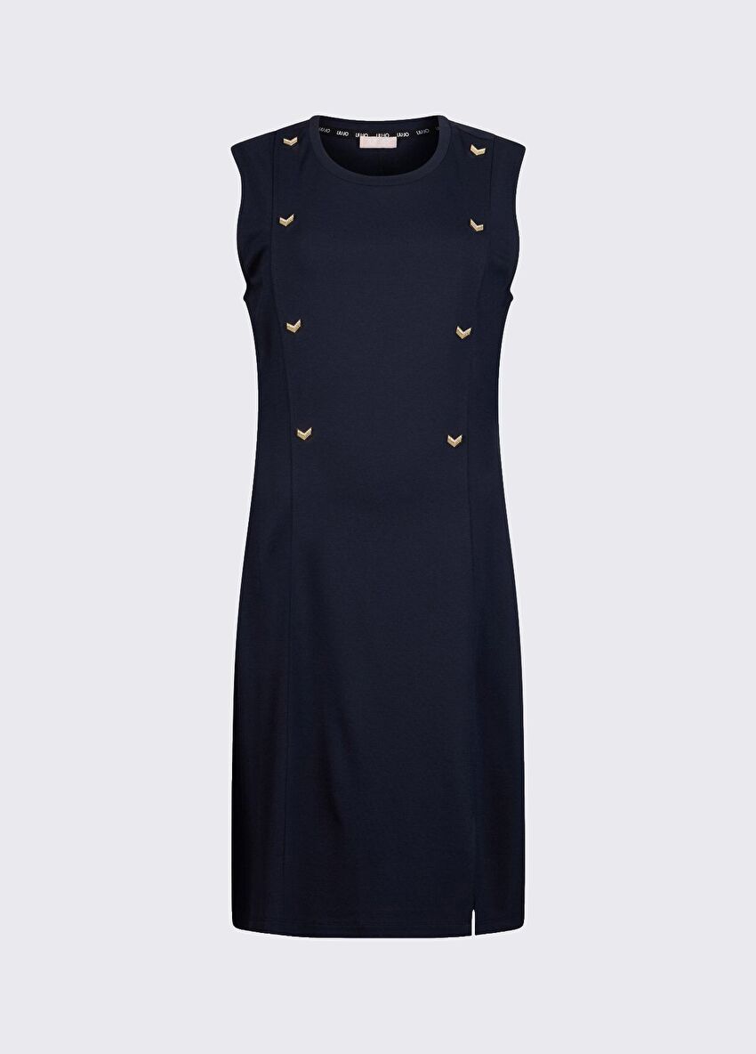 Lacivert Jersey Birleşik Elbise