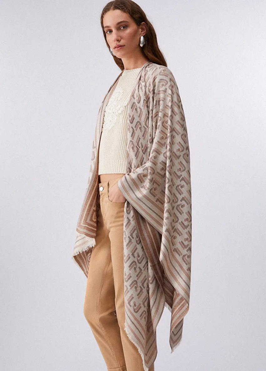 Kahverengi Lurex Detaylı Panço