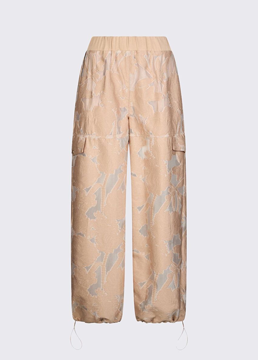 Organza Jakarlı Yan Cepli Pantolon