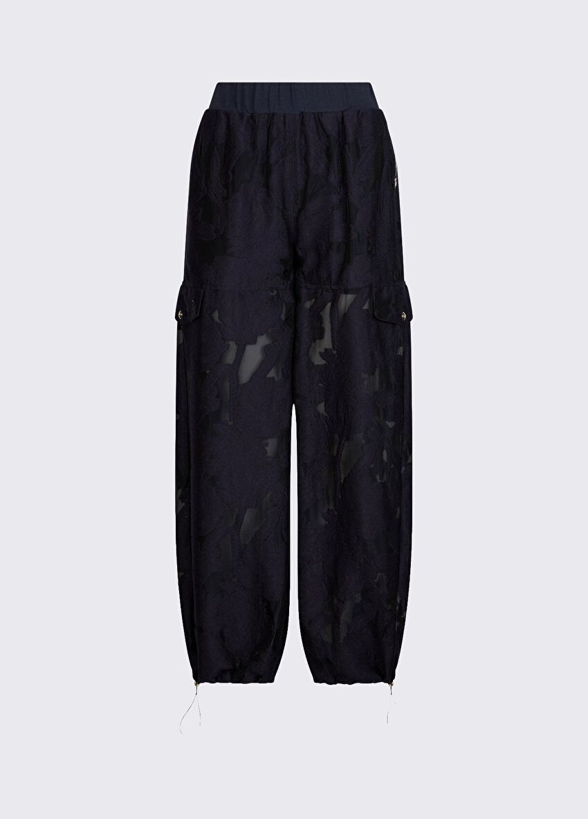 Organza Jakarlı Yan Cepli Pantolon