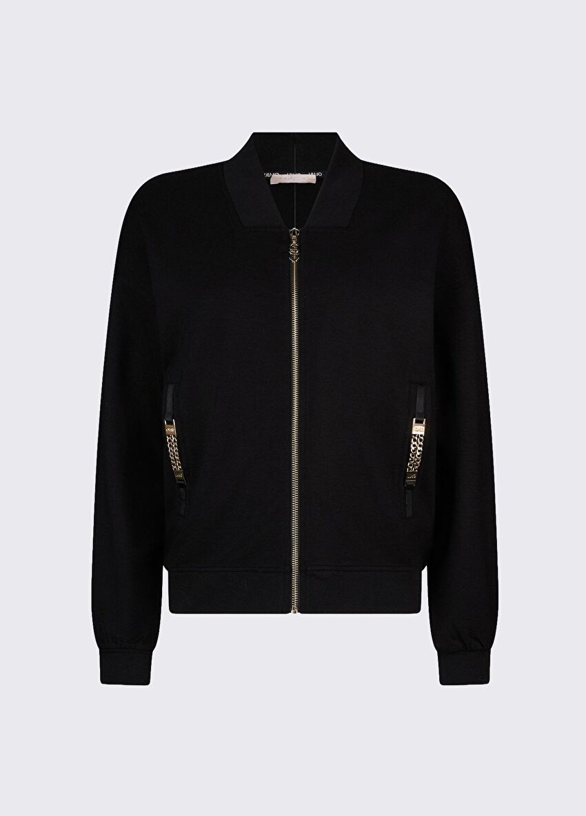 Fermuar ve Zincir Detaylı Sweatshirt