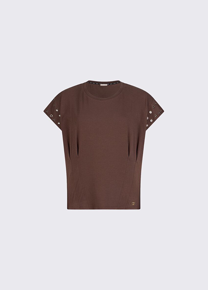 Kahverengi Kuşgözlü Kısa Kol T-Shirt
