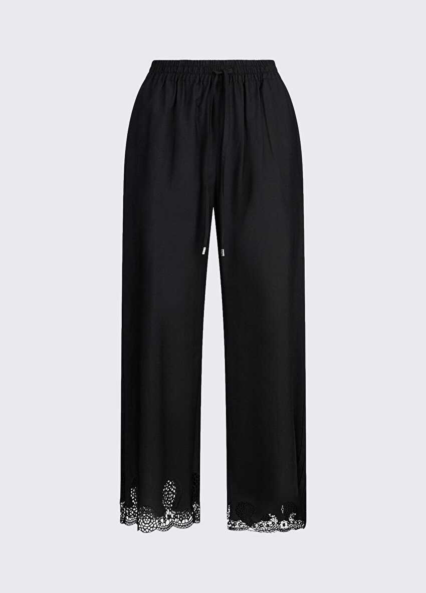 Siyah Işlemeli Jogger Pantolon