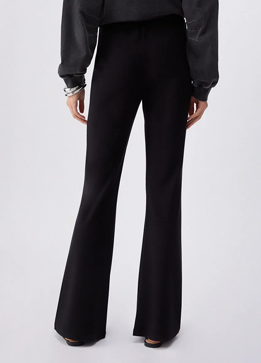 Siyah Flare Jersey Pantolon