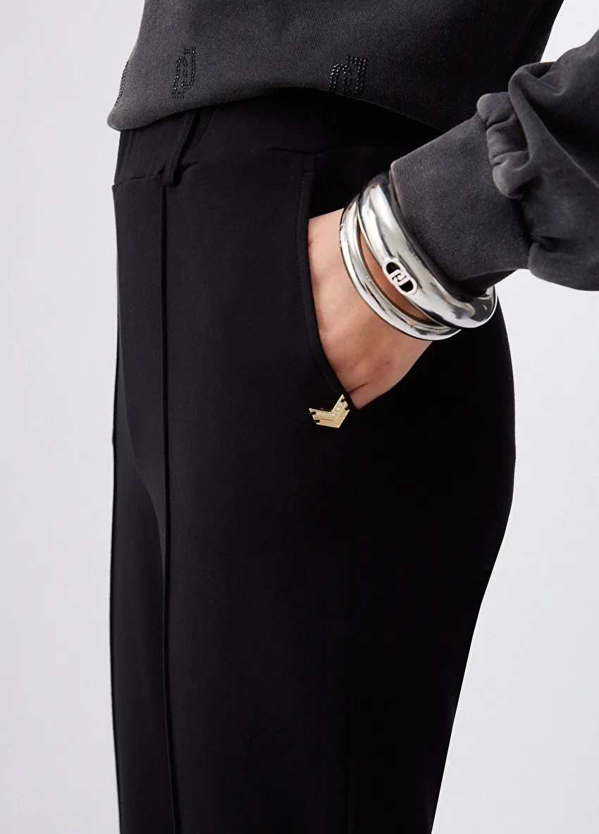 Siyah Flare Jersey Pantolon