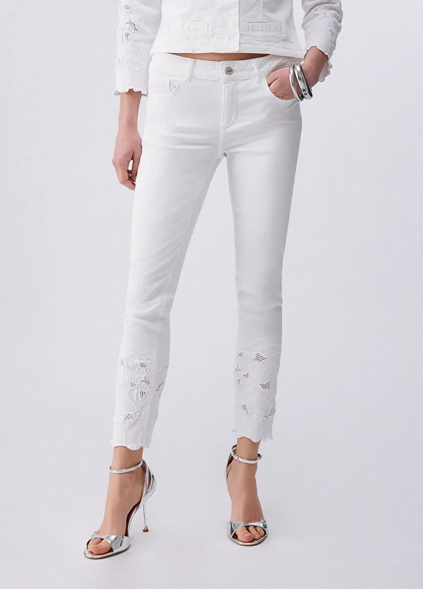 İşlemeli Skinny Pantolon