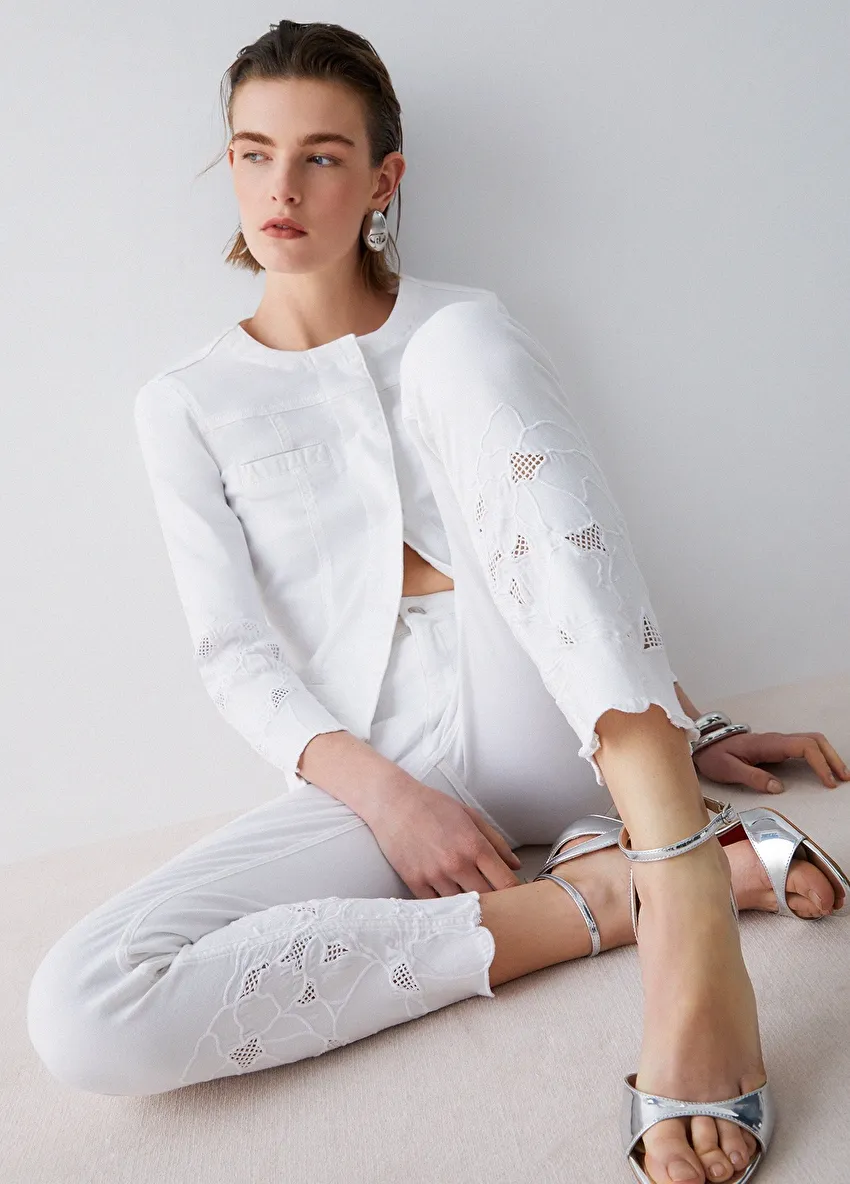 İşlemeli Skinny Pantolon