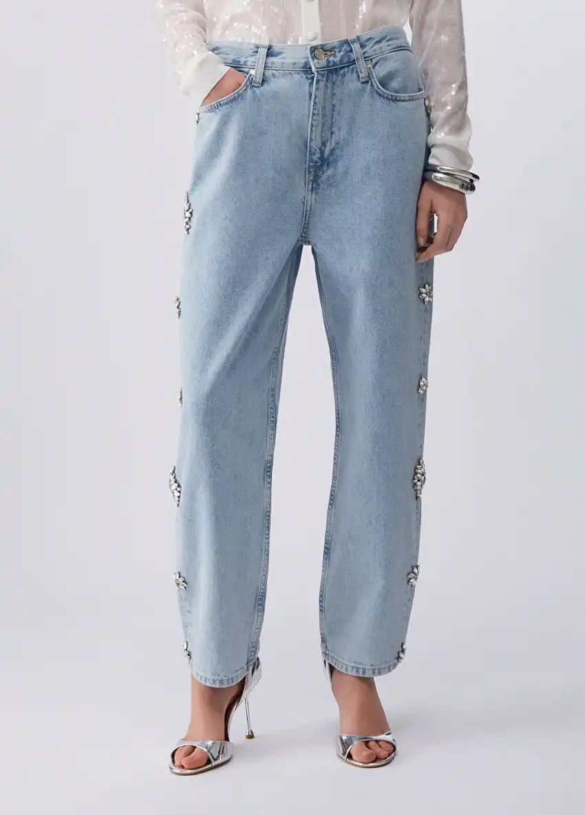 Mavi Zımba Detaylı Straight Pantolon