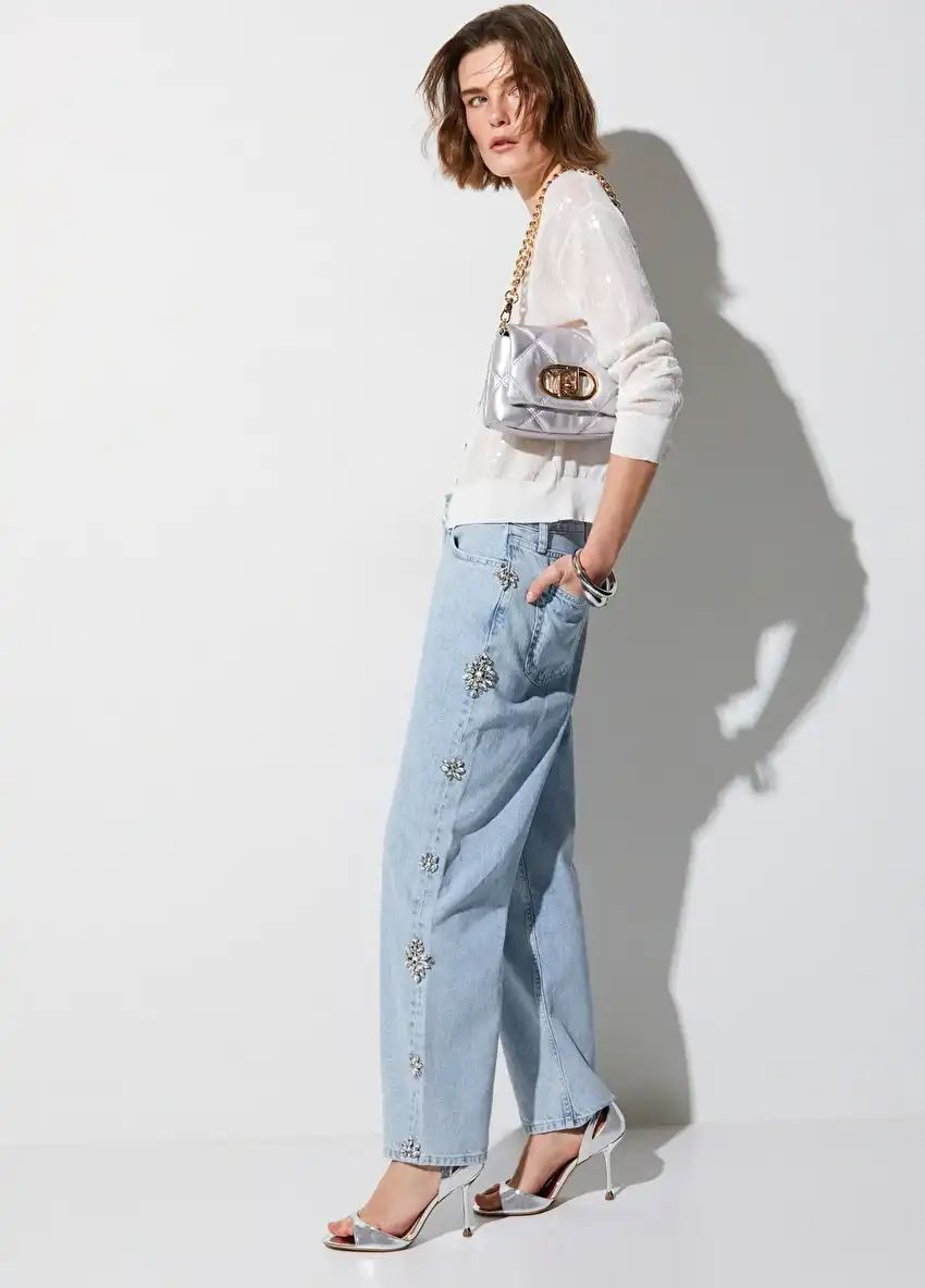 Mavi Zımba Detaylı Straight Pantolon