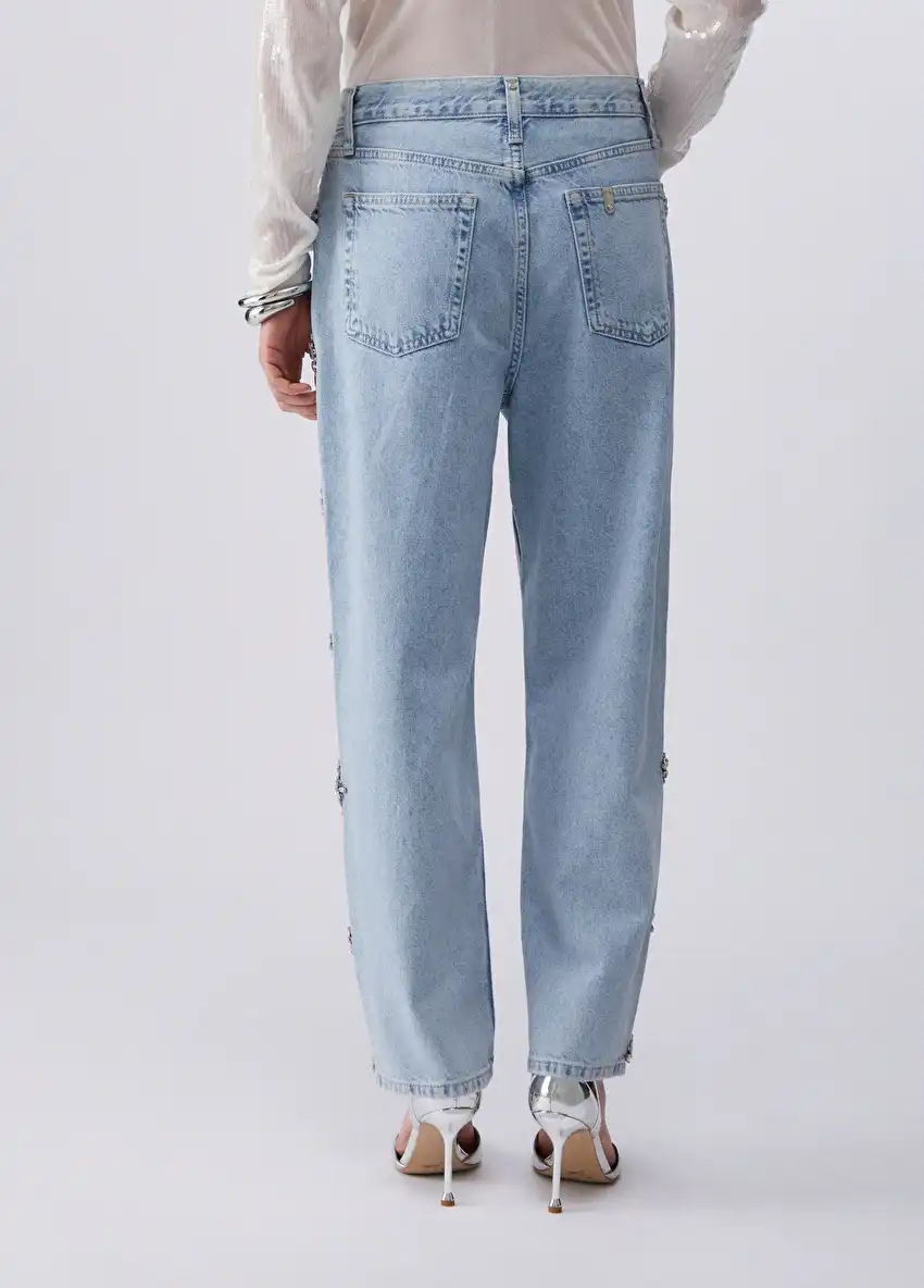 Mavi Zımba Detaylı Straight Pantolon