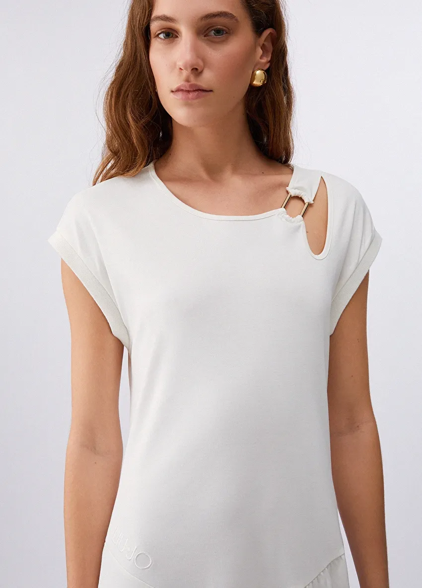 Beyaz Jersey Birleşik Elbise